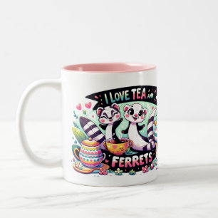 Taza Bicolor Me encanta el té y los hurones