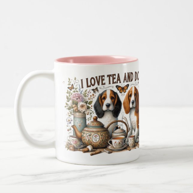 Taza Bicolor Me encanta el té y los perros (Izquierda)