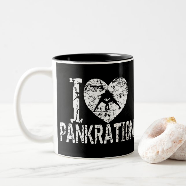 Taza Bicolor Me Encanta La Pankration Grunge Heart (Con donut)