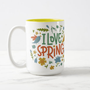 Taza Bicolor Me encanta la primavera disponible en 11 onzas o 1