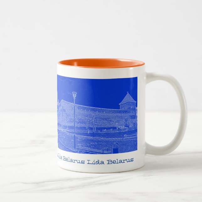 Taza Bicolor Me encanta Lida Belarus Architecture Castle Sketch (Derecha)