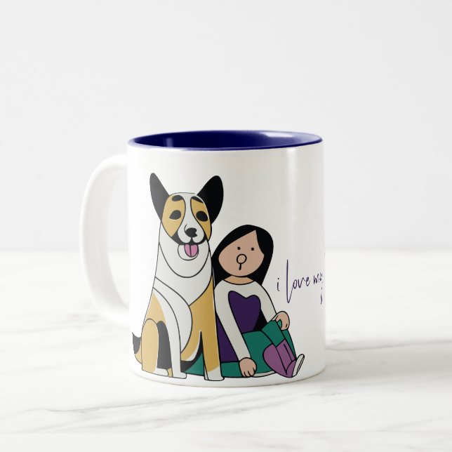 Taza Bicolor Me encanta mi perro - Edición femenina 4 (Anverso izquierdo)