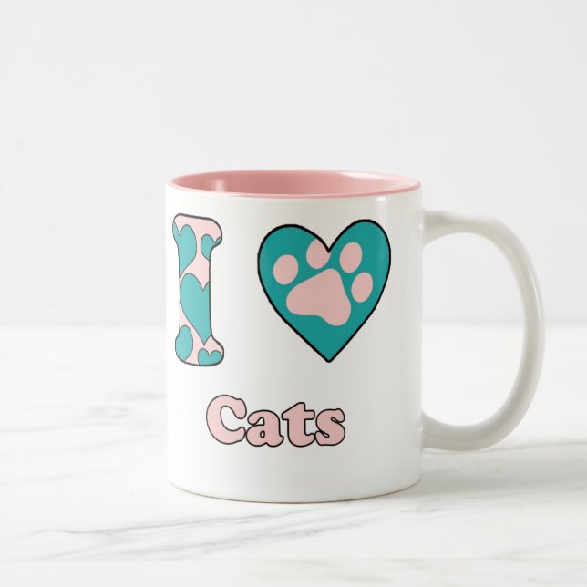 Taza Bicolor Me encantan los gatos (Derecha)