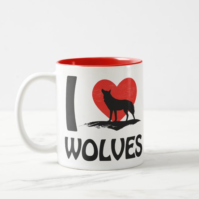 Taza Bicolor Me encantan los lobos (Izquierda)