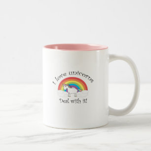 Taza Bicolor Me encantan los unicornios ¡Aguántate!