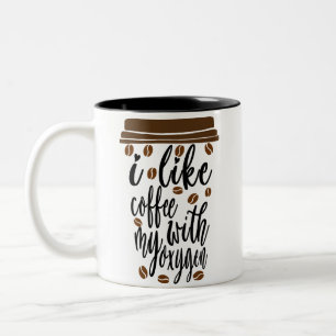 Taza Bicolor Me Gusta El Café Con Mi Oxígeno Amante Del Café