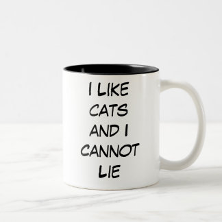 Taza Bicolor Me gustan los gatos y no puedo mentir