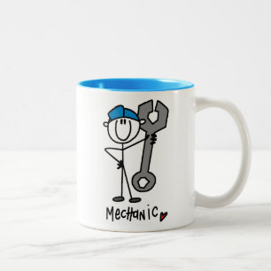 Taza Bicolor Mecánico Con Figura De Palo De Llave Inglesa