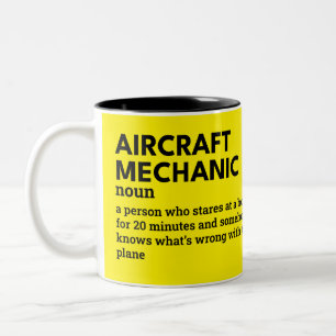 Taza Bicolor Mecánico de Aeronaves - Funny Coffee Cup