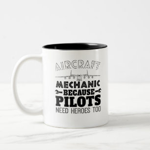 Taza Bicolor Mecánico De Aeronaves Porque El Piloto También N