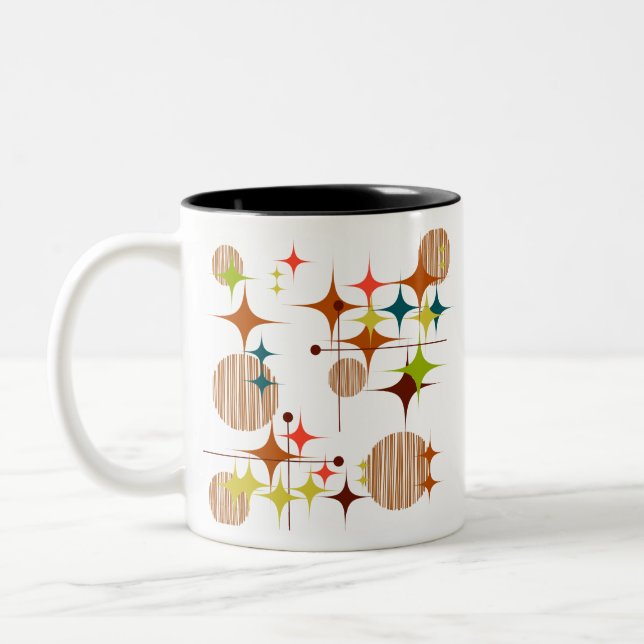 Taza Bicolor Mediados de siglo Starbursts moderno y globos (Izquierda)