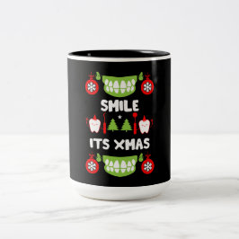 Taza Bicolor Médica dental navidad
