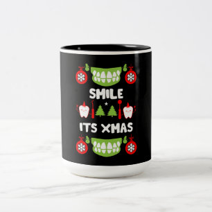 Taza Bicolor Médica dental navidad