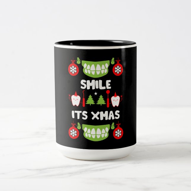Taza Bicolor Médica dental navidad (Centro)