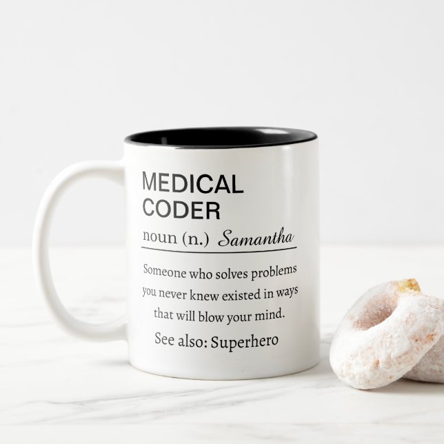 Taza Bicolor Medical Coder Definition (Con donut)