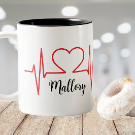 Taza Bicolor Médico simple y personalizado del corazón