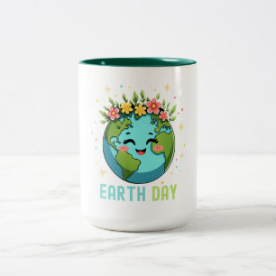 Taza Bicolor Medio ambiente del Día de la Tierra Cuidada Tierra