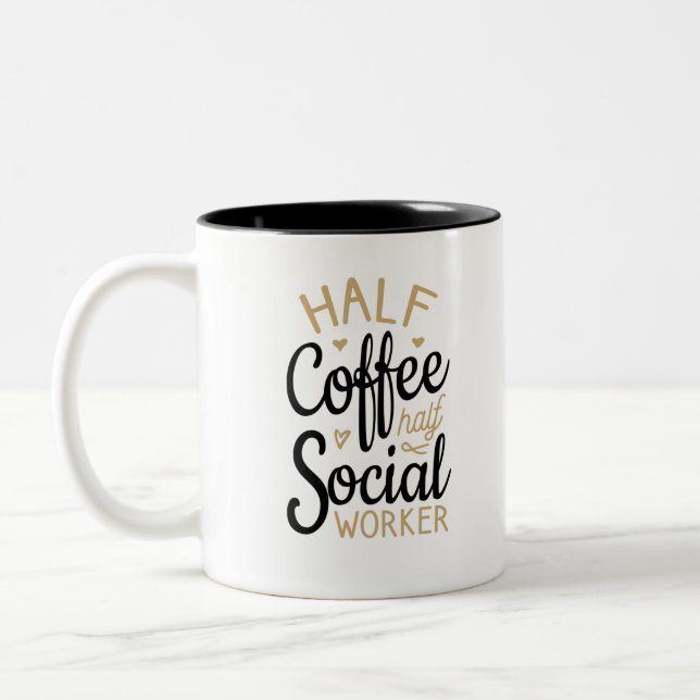 Taza Bicolor Medio café medio trabajador social (Izquierda)