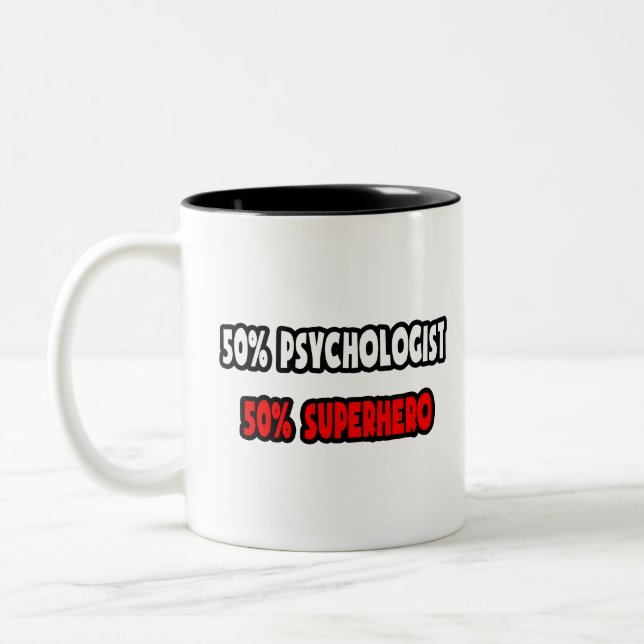 Taza Bicolor Medio psicólogo... Medio superhéroe (Izquierda)