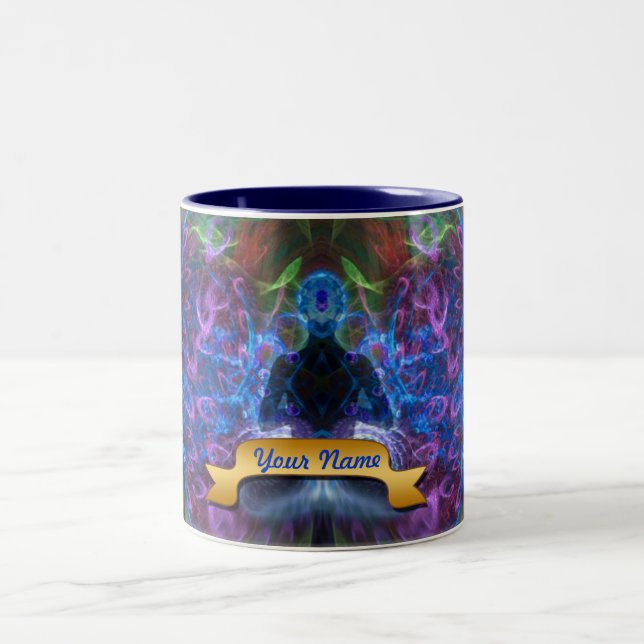 Taza Bicolor Meditación psicodélica Mug de arte visionario (Centro)