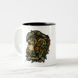 Taza Bicolor Medusa Serpientes Verdes Gorgona