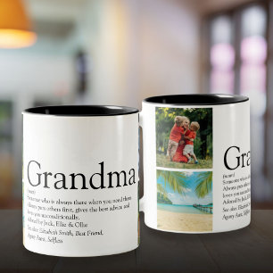 Taza Bicolor Mejor Abuela, Definición de Yaya 4 Collage de Foto