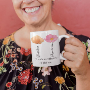 Taza Bicolor Mejor amigo Coworker Farewell Bestie flor