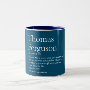 Taza Bicolor Mejor amigo Definición tipográfica divertida Azul