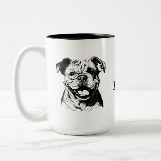 Taza Bicolor Mejor Bulldog Buddy English B&W Silohuette