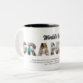 Taza Bicolor Mejor carta de Collage de fotos de Abuela Cutout C