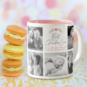 Taza Bicolor Mejor Collage de fotos de escritura moderna de la