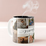 Taza Bicolor Mejor Collage de fotos de guion elegante de mi abu<br><div class="desc">Envía un hermoso regalo personalizado a tu abuelo que él apreciará. Collage especial de fotos familiares personalizadas para mostrar tus fotos y recuerdos familiares especiales. Nuestro diseño presenta un sencillo diseño de cuadrícula de 8 fotos con el "Mejor Abuelo de siempre" diseñado en un hermoso estilo de escritura negro manuscrito...</div>