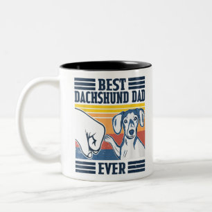Taza Bicolor Mejor Dachshund Dad Shirt Vintage Father Day C