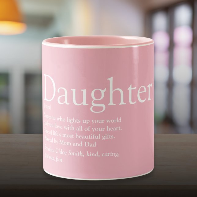 Taza Bicolor Mejor definición de hija rosada (Best Ever Daughter Definition Pink Two-Tone Coffee Mug)
