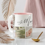 Taza Bicolor Mejor Día de la Madre de guión de mamá de todos lo<br><div class="desc">Envía un hermoso regalo personalizado del Día de la Madre a tu madre que ella apreciará —un collage especial personalizado de fotos familiares del Día de la Madre para mostrar tus fotos y recuerdos familiares especiales. Nuestro diseño presenta un sencillo diseño de rejilla de collage de 5 fotos con "Mejor...</div>