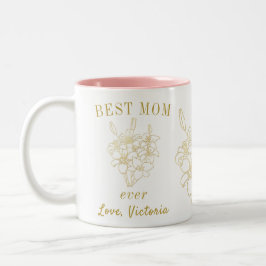 Taza Bicolor Mejor Floral de oro elegante para mamá