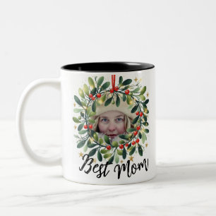 Taza Bicolor Mejor foto de mamá Holly Wreath