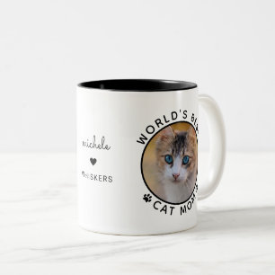 Taza Bicolor Mejor foto de nombre personalizado de mamá, el mej