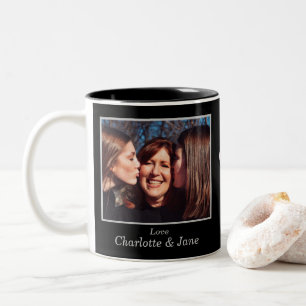 Taza Bicolor Mejor foto en círculo de rayas de Personalizable d