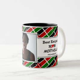 Taza Bicolor MEJOR foto personalizada de KENYA FLAG MOM