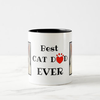Taza Bicolor Mejor foto personalizada del Día del Padre en gato