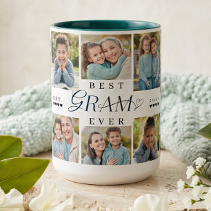 Taza Bicolor Mejor Gram Nuestro Regalo Personalizado de 8 Fotos