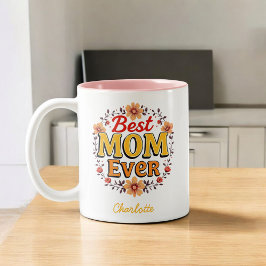 Taza Bicolor Mejor Madre Jamás Floral Wreath | Día de la Madre