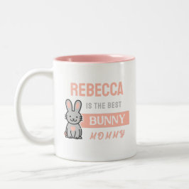 Taza Bicolor Mejor mamá conejita con nombre café Mug