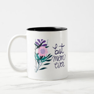 Taza Bicolor Mejor Mamá de la Historia con Tono de Flor