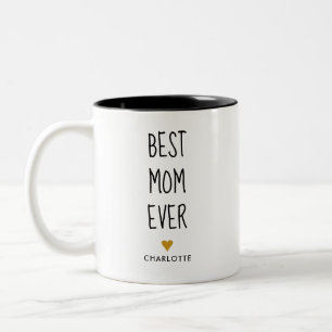 Taza Bicolor Mejor Mamá De La Mano Escrita Personalizada De Dos