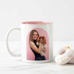 Taza Bicolor Mejor Mamá de Perro del Mundo Foto Arco y Nombre