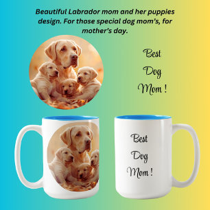 Taza Bicolor Mejor mamá de perro Labrador y cachorros 