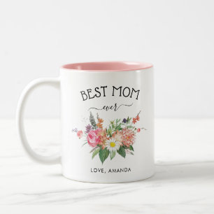 Taza Bicolor Mejor Mamá de personalizable   Bonito Flores rusas