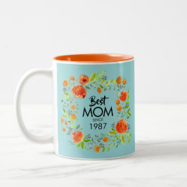 Taza Bicolor Mejor Mamá Desde Watercolor Floral Café Mug